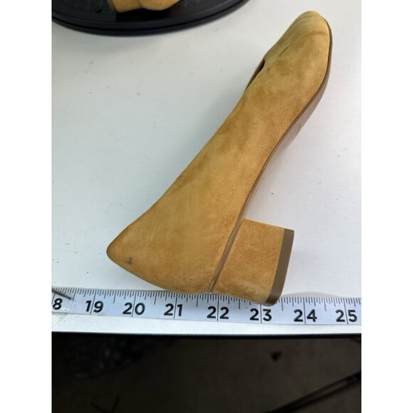 Everlane The V Heel Sz 6 Yellow Mustard Suede Almond Toe Slip On Shoe Pump - Picture 8 of 10